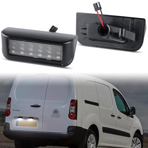 POPMOTORZ LED Number Plate Light Bulbs 2 Pieces Number Plate Lighting Lamp High Power 2835 SMD 12 V Unpolar for P-eugeto Expert/Partner, C-itroen Berlingo/Jumpy