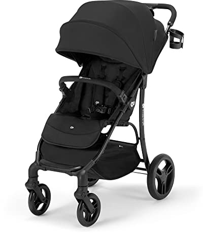 Kinderkraft ASKOY Kinderwagen Buggy bis 24 kg, Wasserdichten Verdeck mit UV-Schutz 50+, Zusammenklappbar mit einer Hand, Schwarz