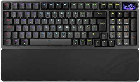 ASUS ROG Azoth 96 HE analoge Gaming-Tastatur | QWERTZ, Bluetooth, 2,4-GHz-RF, Hot-Swap ROG HFX V2 Magnet-Switches, OLED-Display, ROG SpeedNova 8K Wireless, Schwarz