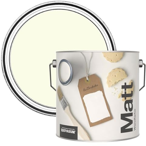 Rust-Oleum ultra strapazierfähige, extra deckende, abwaschbare, beige matte Wandfarbe - Butterkeks 2,5 Litres