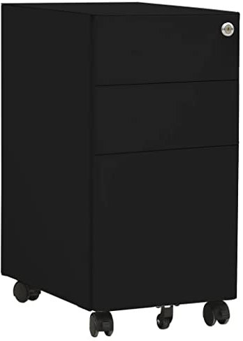 Bussandri Exclusive - Aktenschrank mit Rollen Schwarz 30x45x59 cm Stahl