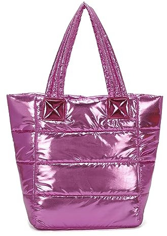 OBC ITALYSHOP24 XXL Damen Tasche Nylontasche Shopper Reisetasche Handtasche Schultertasche Umhängetasche Beuteltasche Weekender Shopping Bag Reisetasche Rosa