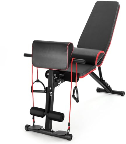 Holdfiturn Weight Bench, Foldable Adjustable Weight Bench, Foldable Gym Workout Bench Press, Foldable Strength Training Bench- 7 Incline Positions for Weight Training Fitness in the Gym or Home