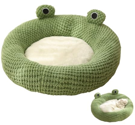JINGTOPS Katzenbett,Haustierbett Katzenkissen Katzenkorb Donut-Kuschelbett Warme Weich Katzenbetten Froschform mit Rutschfester Unterseite Schöne Tierbett für Katzen kleine Welpen (M-50CM, Runden)