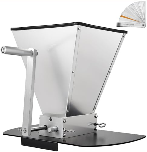Hilangsan Malt Mill Grain Crusher, 2 Roller Grain Mill with Metal Base, Adjustable Roller Gap, Large Capacity Hopper, Stainless Steel Rollers, for Homebrew Grinding