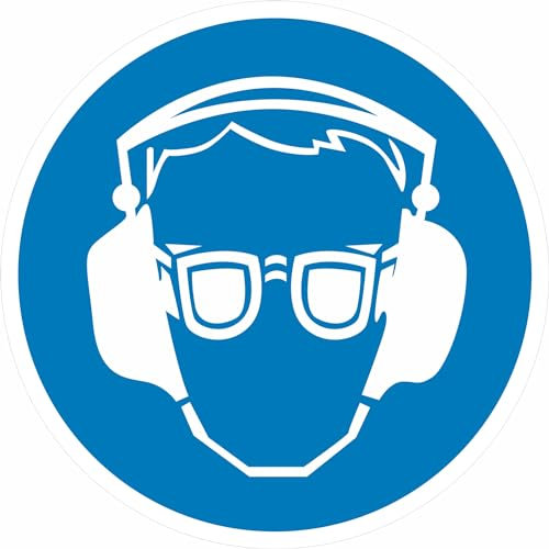 INDIGOS UG - Pannello composito di alluminio da 3 mm – Protezione dell'udito e degli occhi utilizzare cartello di obbligo – 31,50 cm – avvertimento – sicurezza – hotel, azienda, casa