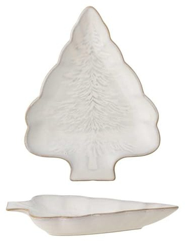 Bloomingville Plato para servir de invierno, diseño de árbol de Navidad, 22 x 17 cm