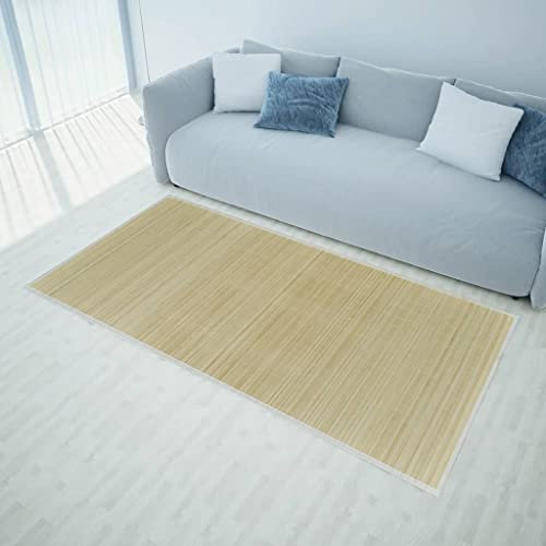 Homvdxl Natürlicher Bambus-Teppich, 180 x 120 cm, groß, rutschfest, Küchenbodenläufer, Bambusmatte, Teppich für Schlafzimmer, Wohnzimmer, Küche, Beige