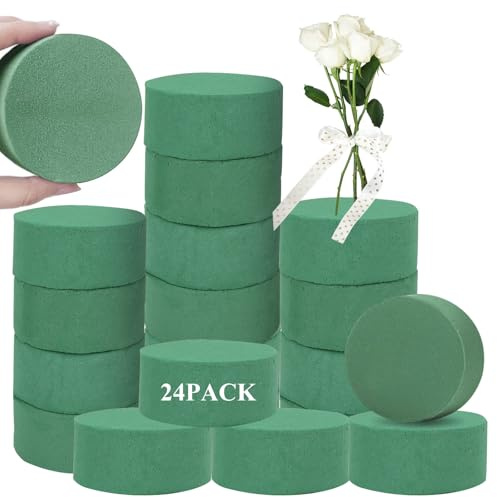 YOUNTHYE 24PCS Floral Foam, 8x4CM Round Foam Blocks Wet & Dry for Artificial Flowers, Cylinder Florist Foam Sponge for DIY Crafts & Weddings Flower Arrangements