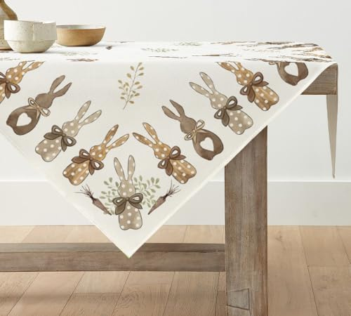 Artoid Mode Conigli, carote, Pasqua, biancheria da tavola, lavabile, per la primavera stagionale, per la cucina, per interni, vacanze, feste, 120 x 120 cm