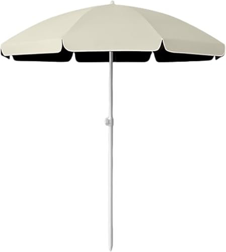 Kleiner runder Strandschirm 160 cm, 220 cm, tragbarer Sonnenschirm für den Außenbereich mit Abdeckung, UV-Schutz 50+, höhenverstellbar, wasserdichtes Polyester-Baldachin, Khaki, 240 cm