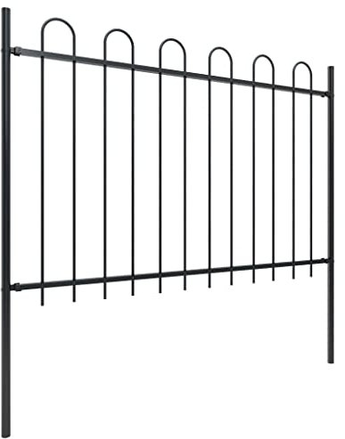 Hundezaun Garten Sichtschutz Zaun Hühnerzaun Schutznetz - Gartenzaun mit Bügel-Design Stahl 13,6 x 1,2 m Schwarz für Höfe Garten Bauernhof Parks