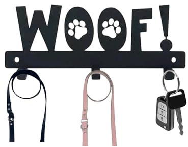 Woof Dog Lead Hanger | Metal Wall Hook | Powder Coated Finish | Fixings Included | Dog Leash Holder | Gift for Dog Lovers