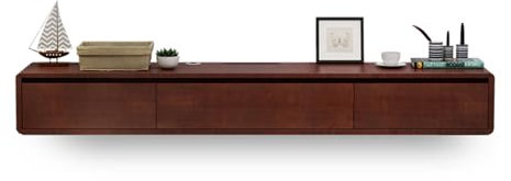HHCTEBEC Consola De TV De Pared NóRdica, Soporte De TV Flotante De Madera Maciza con Cajones, Centro De Entretenimiento Montado En La Pared, Consola Multimedia, Mueble De TV,C,140CM