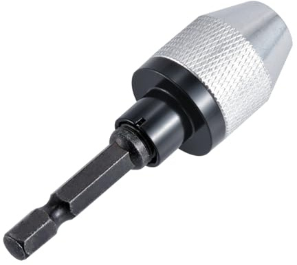 HOHXEN Adaptador de Portabrocas sin Llave, Mini Portabrocas de 3 Mordazas de Cambio Rápido, Adaptador de Destornillador con Mango Hexagonal de 1/4'' - Rango de Sujeción: 0.3-6.5 mm