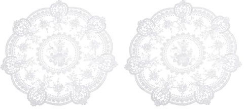 QUARKZMAN 2Pcs Napperons Rétro en Dentelle, 13x13inch Ronds Doilies Crochet Français Délicats Napperon Brodé pour Table De Décoration De Maison, Blanc