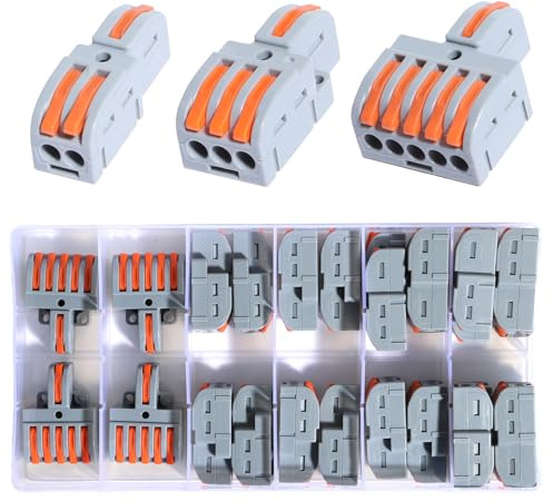 Shengbowi 26 Stück Verbindungsklemme 0,08-4 mm² Leiter mit Hebel DIY Set | Draht Push Kompakt Steckklemmen Kunststoff Befestigungsschrauben Lüsterklemme Elektrische Anschlussblöcke Haushalt Werkstatt