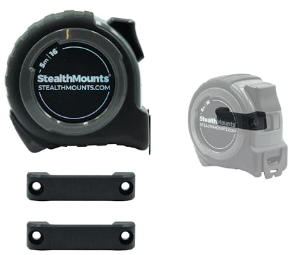 StealthMounts 5m Tape Measure with Bench Belts – Heavy Duty Measuring Tape with Belt Clip & Tool Mounting System for Workshop Organisation