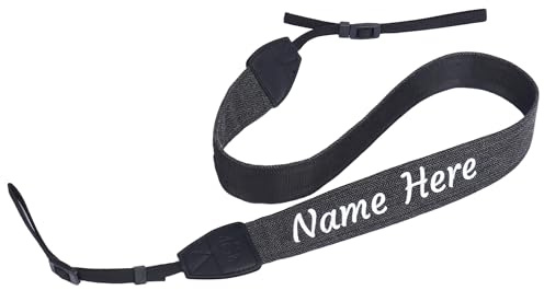 Dinikally Personalised Camera Strap with Embroidery Text Name Canvas Neck Shoulder Strap for DSLR SLR