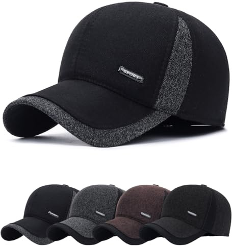 Cozyan Winter Baseball cap with Ear Flap Cappello Invernali Cappellino in Lana con Paraorecchie Berretto da Baseball Invernale Uomo con Paraorecchie Cappello Invernale Uomo con Fodera