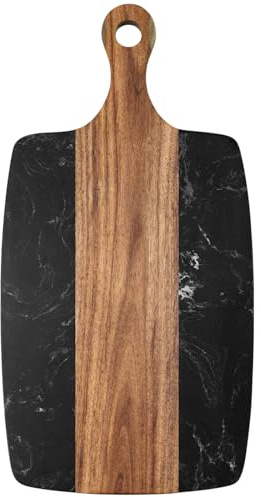 gzcmxh Marble charcuterie board: Acacia wood marble chopping board - suitable for kitchen, great gift for friends (black)