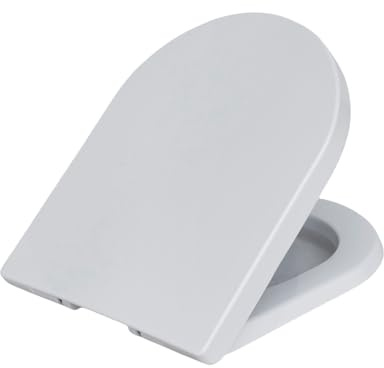 SINOBATH Abattant de WC en Duroplast en forme de D de qualité supérieure avec charnières en acier inoxydable et fonction de fermeture douce (blanc)