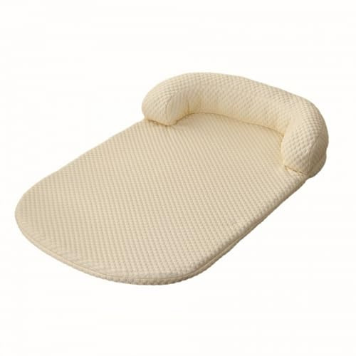 ADUODAO Beruhigendes Haustierbett mit U-förmiger Nackenrolle, orthopädische Hundebox-Matratze, Anti-Angst-Hundekissen-Matten mit abnehmbarem Bezug, atmungsaktiv, rutschfest, 65 x 50 cm, Gelb