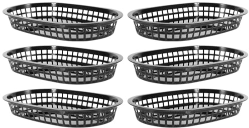 ZUNOXAZ 6 Piezas Cesta de Plástico para Pan y Aperitivos Unidades Bandeja Ventilada y Reutilizable para Frutas y Snacks para Cocina Restaurante y Picnic