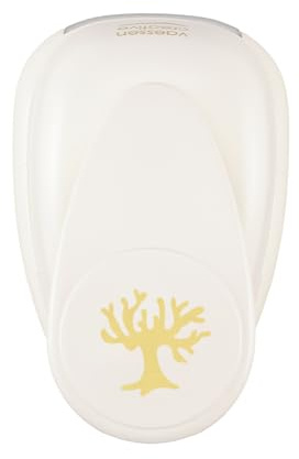 Vaessen Creative Motivstanzer Baum von 5 x 4,8 cm - Scrapbook Zubehör zum Basteln - Papierstanzer für Kartengestaltung, Scrapbooking und Journaling, Weiß-gold