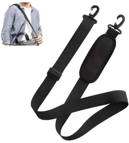 HENGBIRD Tracolla Universale, Nero Tracolla per Borsa Ricambio 160 cm Regolabile Spessa Antiscivolo Imbottita con Ganci Girevoli in Metallo, Cinghia di Spalla per Laptop Borsa di Ricambio Fotocamera