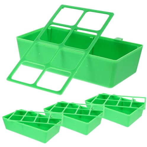 BETOOKY 4 Pezzi Mangime Sospeso per Polli e Pappagalli, Distributore Cibo in Plastica Verde Chiaro, Design Salvaspazio 8 Scomparti, per Voliere e Pollai