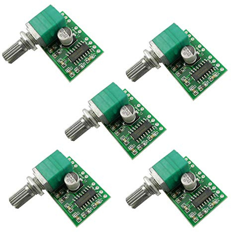 Aihasd 5 Stück PAM8403 Mini Audio-Verstärkerplatine DC 5 V 3W + 3W Digitaler Audioverstärker Leistungsverstärkermodul mit Potentiometer USB-Netzteil