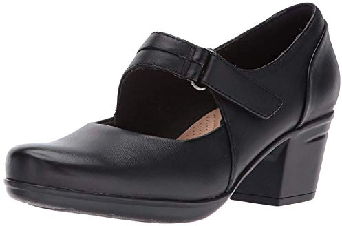 Clarks Mujeres Emslie Lulin Punta Redondeada Correa de Tobillo Piel Zapatos Mary Jane, Black, Talla 10