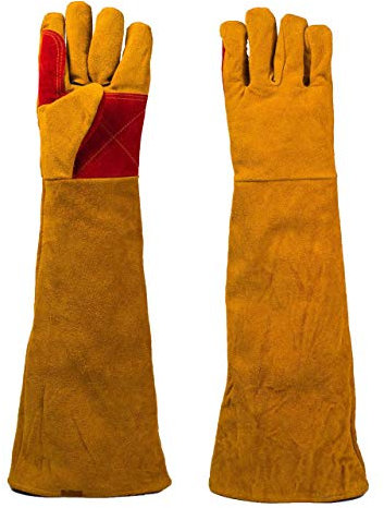 Magiin 1 paio di guanti da saldatore isolanti anti anti usura proteggere vacchetta guanti da lavoro per saldatura ignifuga, saldatura fuoco da campo, fucina da camino, per fabbro, barbecue, 60 cm