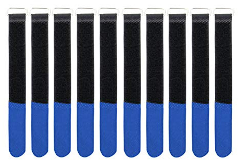Infitronic INPKB4040BLU - 10 x Klett-Kabelbinder mit Metall-Öse Klett/Flausch auf UNTERSCHIEDLICHEN Seiten (40 x 400 mm Blau)