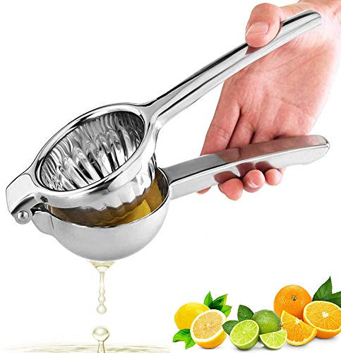 Aikenr - Exprimidor de limón, acero inoxidable, exprimidor manual de cítricos, resistente, de metal sólido, exprimidor de limón de mano para extraer jugo de limón y más frutas
