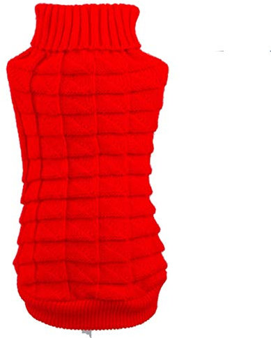 YAOTT Warme Hundepullover Strickjacke für Kleine Mittelgroße Hunde, Rollkragenpullover Einfarbiger Strickpullover für Hunde Katze, Haustier Warmer Mantel Sweater für Herbst Winter rot XL