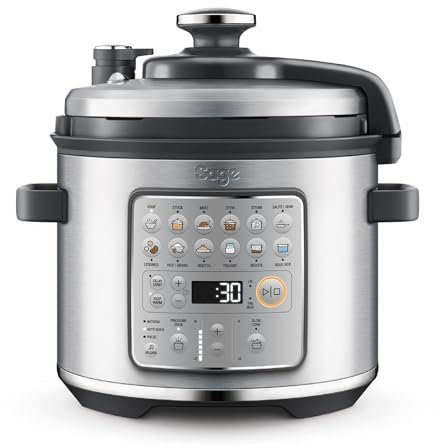 Sage - The Fast Slow Go - Autocuiseur, mijoteuse, sauteuse, vapeur, ragoût, risotto, Acier Inoxydable Brossé
