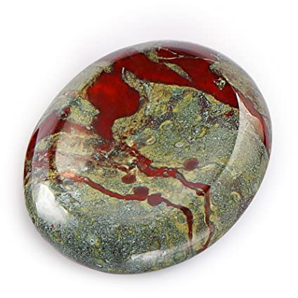 Artistone Pierre de sang de 5,1 cm pour l'anxiété - Chakra - Pierre de sang de poche - Pierre de guérison du pouce - Décoration pour la maison et le bureau avec boîte cadeau