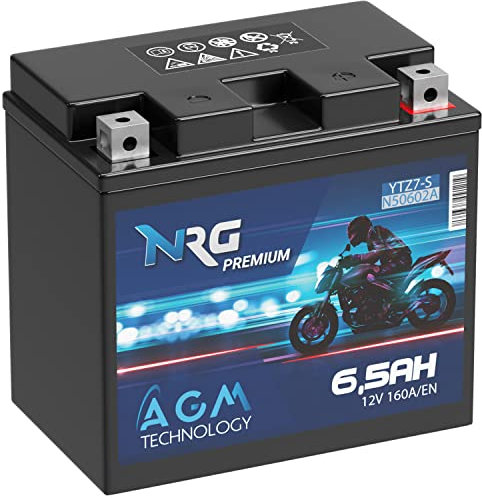 NRG Premium YTZ7S AGM Motorradbatterie 6,5Ah 12V 160A/EN Batterie 50602 TTZ7S-BS YTZ7-S GEL12-7Z-S auslaufsicher wartungsfrei ersetzt 6Ah