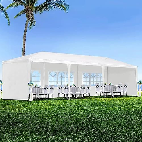 10'x30' Outdoor Party Tent, Wedding Patio Gazebo, Canopy Tent with 5 Removable Sidewalls, Cater Events Pavilion with Transparent Windows, Waterproof, Easy Set