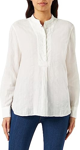 camel active Damen Schlupfbluse mit Plastron Weiß, Womenswear-L