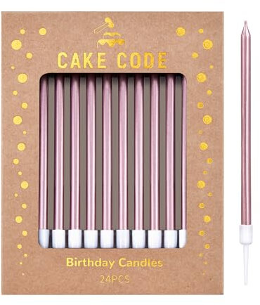 CAKE CODE 24 Stück Roségold Lange dünne Geburtstagskerzen Kuchen Kerzen Geburtstag Party Hochzeit Deko Party Kerzen