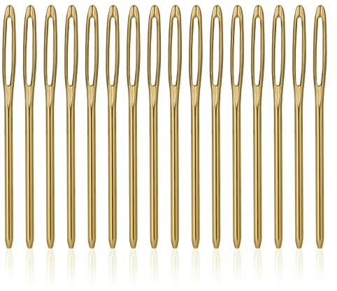 16 piezas Agujas Romas Ojo Grande, 7 cm Aguja para Tapicería Agujas de Costura a Mano Aguja de Lana de Metal para Proyectos de Ganchillo (Oro)