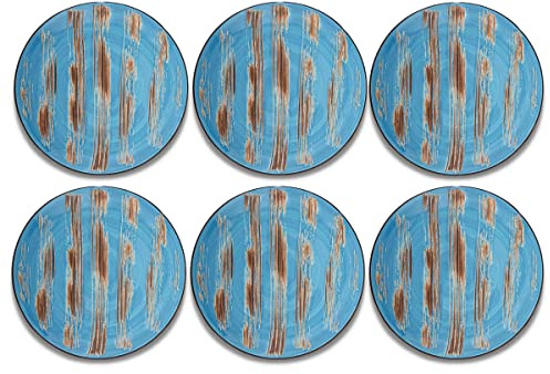 Wilmax - Assiette à dessert COLORBOOM - Porcelaine - Set d'assiettes Pour servir des snacks - Design moderne - Lavable au lave-vaisselle - Couleur bleue - Lot de 6 - Diamètre : 18 cm