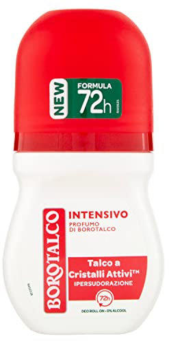 Borotalco, Deodorante Roll On Intensivo, Formula Senza Alcool e con Talco a Cristalli Attivi, Ipersudorazione, Profumo di Borotalco, 72h di Efficacia - 1 Flacone da 50 ml