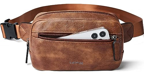 LATMAP Bauchtasche Damen & Herren wasserdichte Gürteltasche Stylische Fanny Pack für Festival Hüfttasche Handytasche Herren Brusttasche für Outdoor Aktivität (Braun-A)