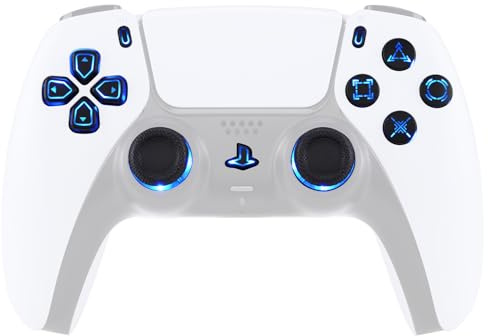 eXtremeRate Flerfärgade Knappar Upplysta för ps5 Kontroller BDM 030/040, D-pad Thumbstick Knappar 7 Färger 9 Lägen Klassisk DTF V3 LED-Ersättningssats ps5 Kontroller (ingen kontroll) - Svart