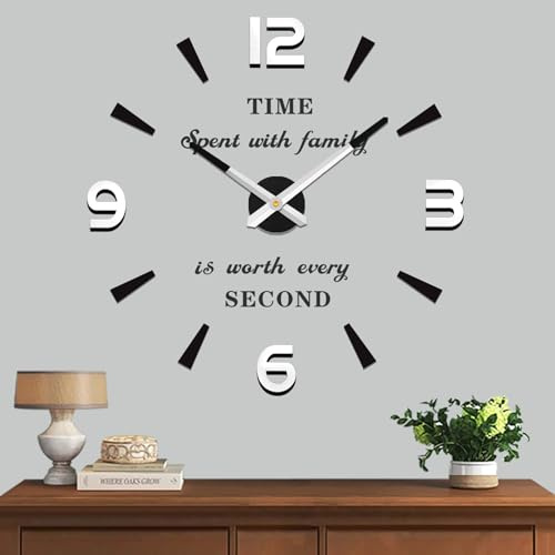 Vangold Moderne Mute DIY große Wanduhr 3D Aufkleber Big Wanduhren für Home Office Decor Geschenk