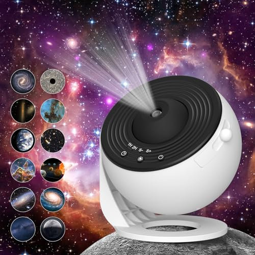 FlyEagle Projecteur Galaxy pour chambre à coucher - Projecteur HD avec 13 disques de film, rotation à 360°, contrôle à 3 boutons